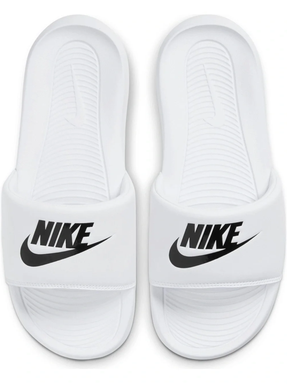 Nike White and Black Women's Slide Sandals